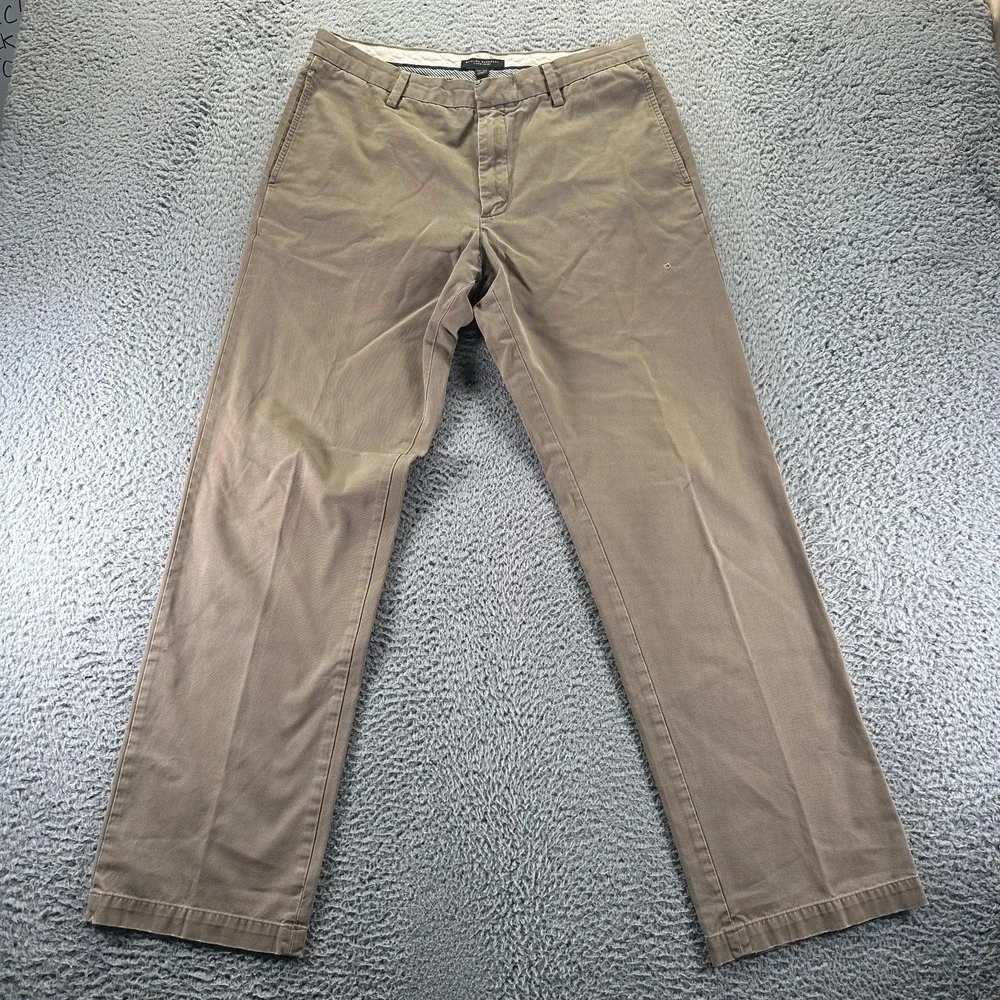 Banana Republic‎ Gavin Pant Mens 33x34 Brown Cotton Chino Straight Preppy Career